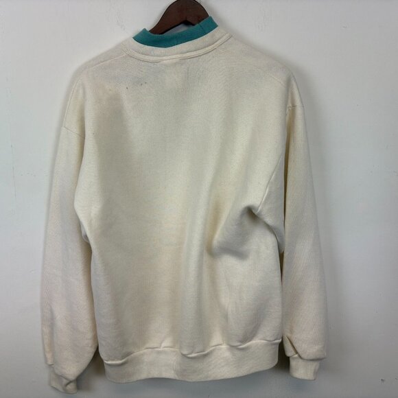 Vintage 90s Leaves Crewneck Sweatshirt Womens Size L Metallic Nature Made In USA - Picture 4 of 6